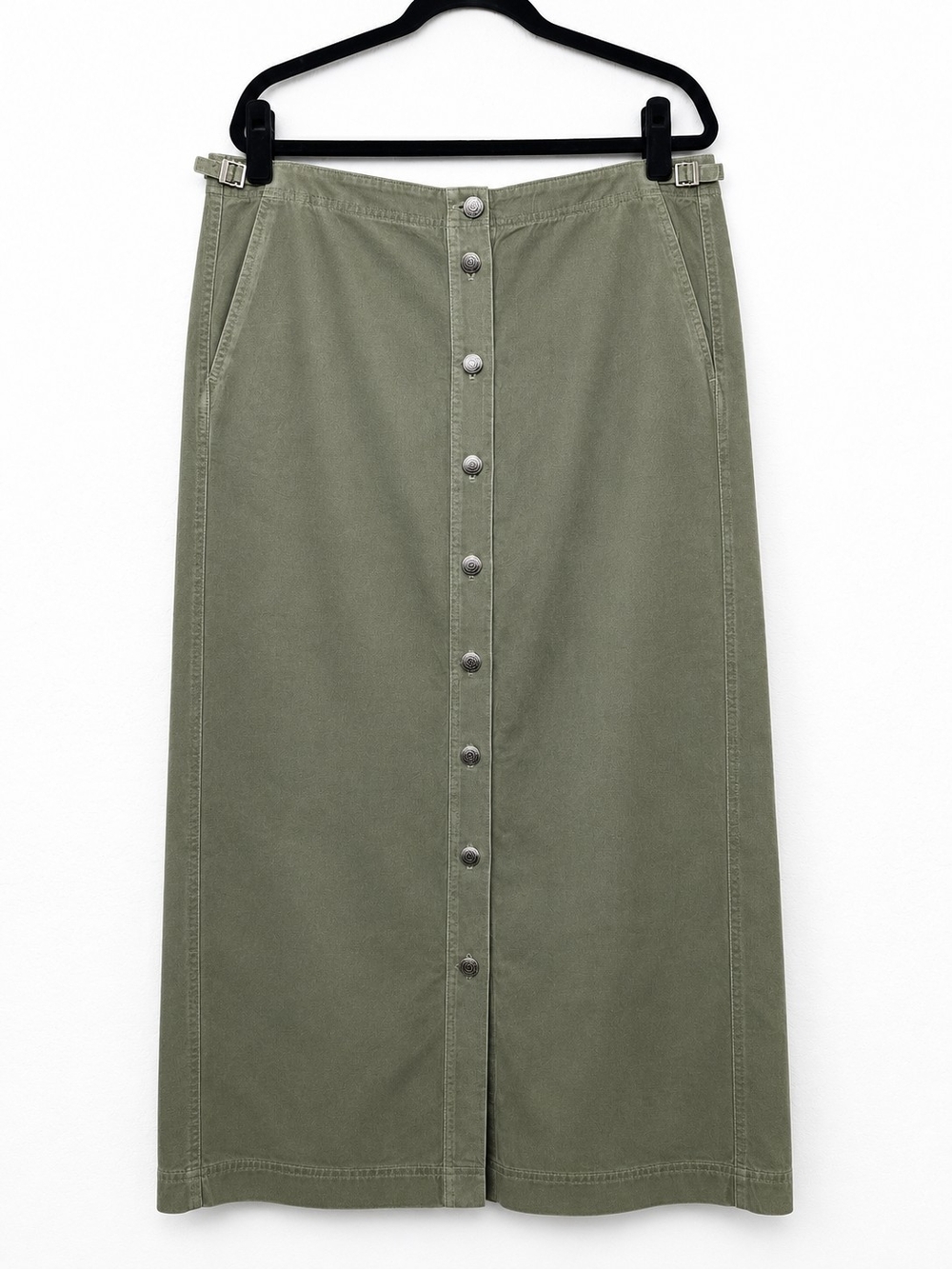 Lauren Ralph Lauren 16 Olive Utility Safari Button Front Midi Skirt Cotton